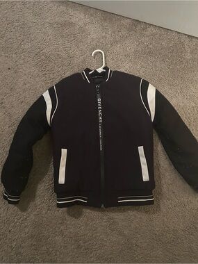 Givenchy Black and White Contrast-Trim Bomber Jacket